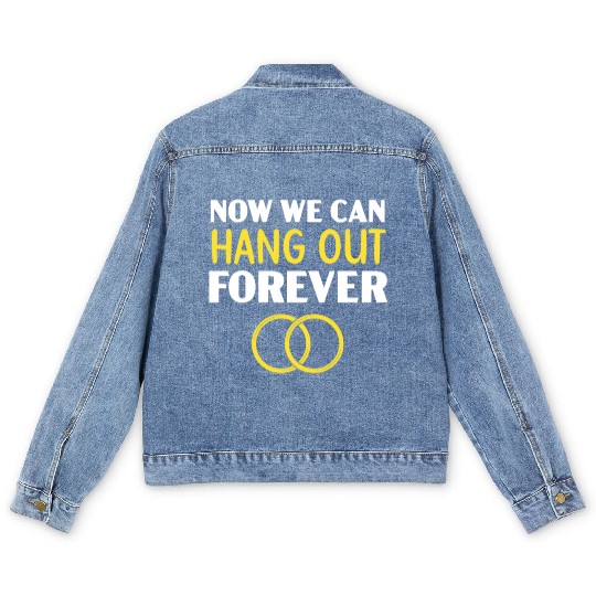 Bride And Groom Wedding Day Marriage Just Married Men's Denim Jackets