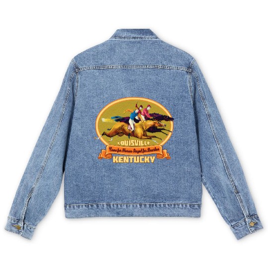 Louisville Kentucky Horse Racing Bourbon Derby Men's Denim Jackets