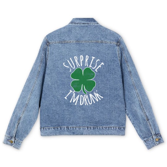 Surprise I'M Drunk Shamrock St Patrick'S Day Men's Denim Jackets