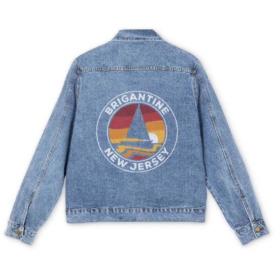 Brigantine New Jersey Sailboat 70S Sunset Men's Denim Jackets