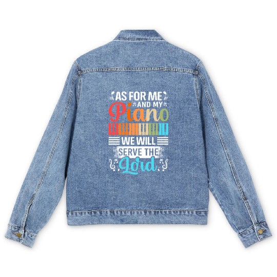 Funny Keyboard Piano Music Lover Musician Pianist Men's Denim Jackets