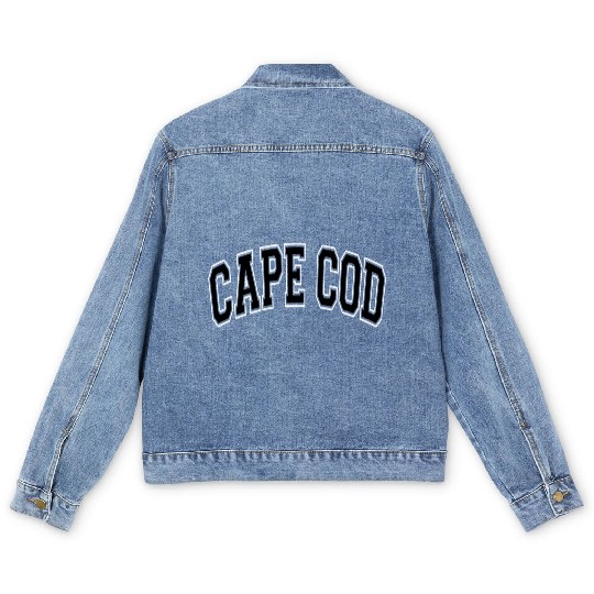 Cape Cod Massachusetts Varsity Style Black Text Men's Denim Jackets