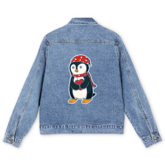Penguin With Winter For A e Py Men's Denim Jackets
