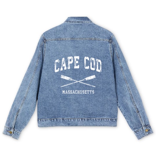 Cape Cod Massachusetts Nautical Crossed Oars Men's Denim Jackets
