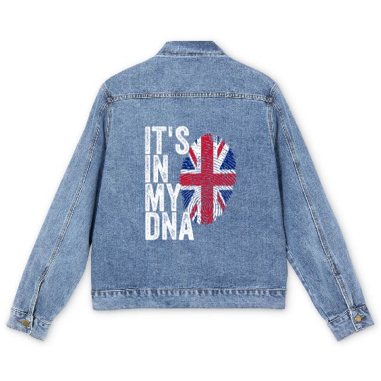 It'S In My Dna Uk Union Jack England Flag Eu Men's Denim Jackets