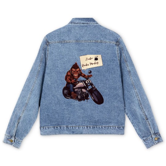 zombie Raider Monkey Men's Denim Jackets