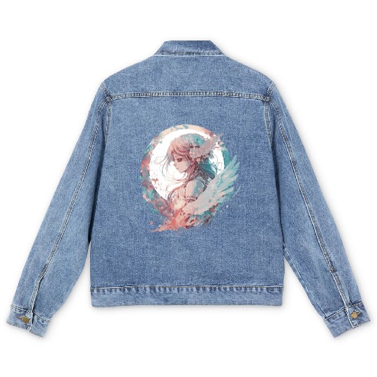Watercolor Anime Fairy Cute Fairycore Pastel Goth Men's Denim Jackets