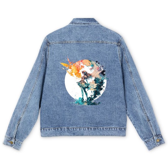 Watercolor Fairy Art Fairycore Grunge Pastel Goth Men's Denim Jackets