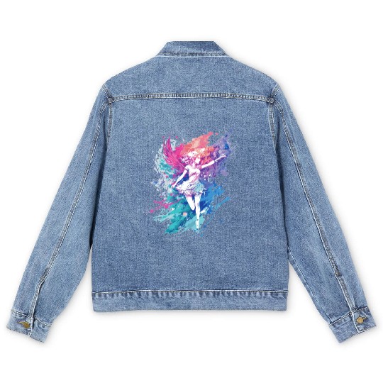 Watercolor Fantasy Fairy Grunge Pastel Goth Butter Men's Denim Jackets