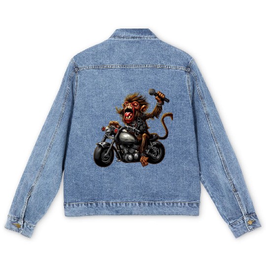 zombie Raider Monkey Men's Denim Jackets