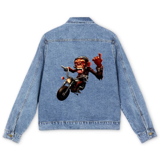 Zombie Raider Monkey Rockstar Men's Denim Jackets