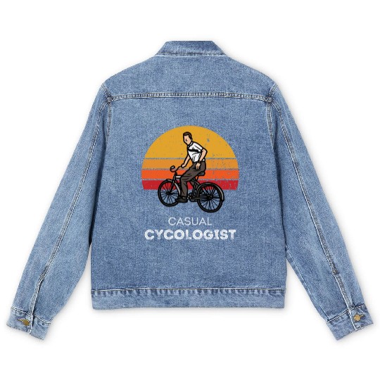 Casual Cycologist Retro Sunset Cycling Men's Denim Jackets