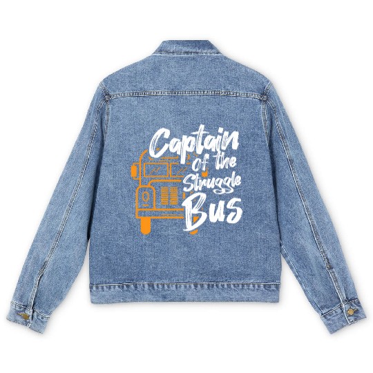 Captain Of The Struggle Bus School Bus Driver Men's Denim Jackets