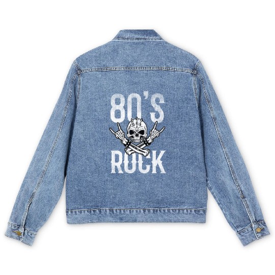 80S Rock And Roll Distressed Music Guitar Band Men's Denim Jackets