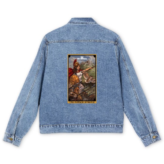 The Goddess Athena The Emperor Tarot Card Greek Men's Denim Jackets