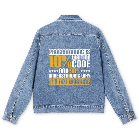 Software Developer Binary Computer Science Funny P Men's Denim Jackets