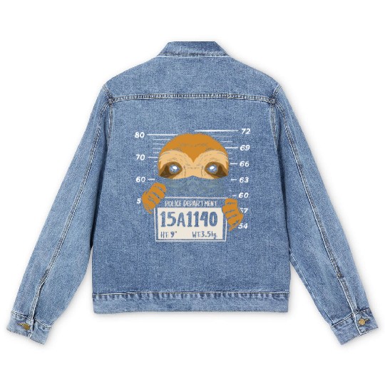 Sloth Mugshot Men's Denim Jackets