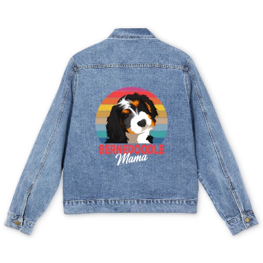 Bernedoodle Mama Dog Mom Owner Men's Denim Jackets