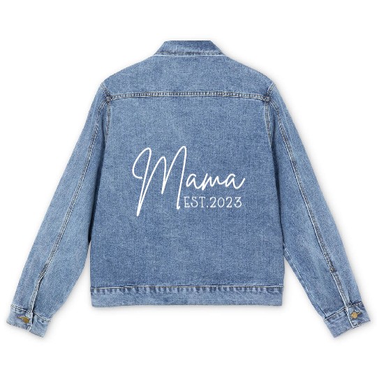 Mama Est 2023 Pocket Promoted To Mama Pregnancy Men's Denim Jackets
