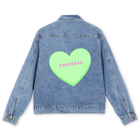unhinged conversation heart Men's Denim Jackets