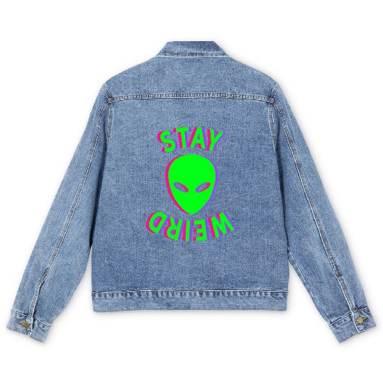 Stay Weird - Stay Weird Alien - Glitch Men's Denim Jackets