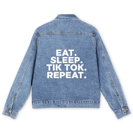 Eat Sleep tiktok Repeat retro vintage colors Men's Denim Jackets