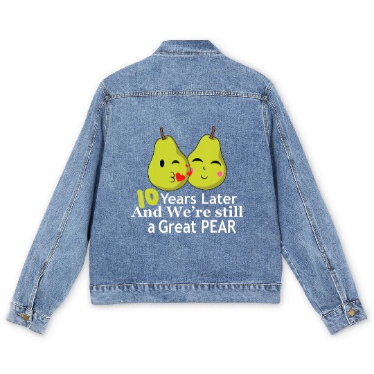 10 Ten Year Anniversary Matching Couple Great Pear Men's Denim Jackets