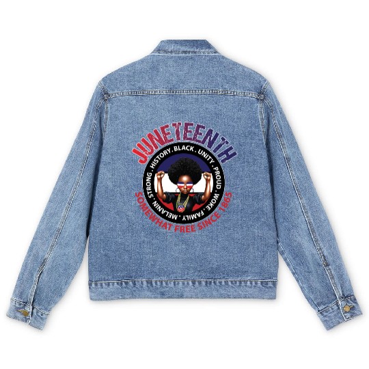 Juneteenth Red White and Blue Power Men's Denim Jackets