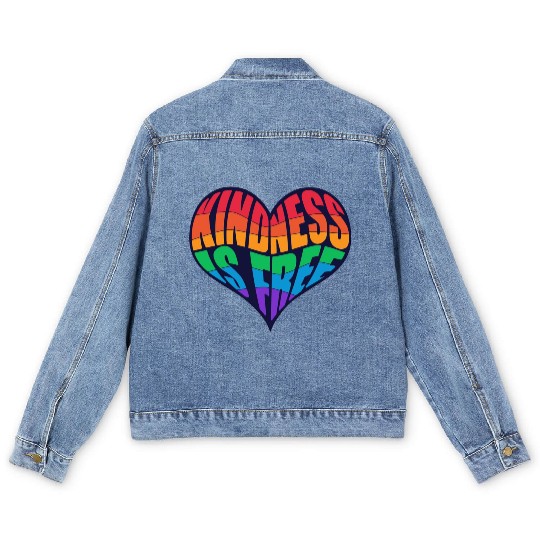 kindness is free love Men's Denim Jackets