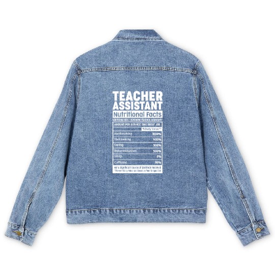 Teacher Assistant Nutritional Fact Teacher Element Men's Denim Jackets