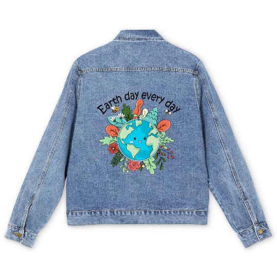 Earth Day Every Day Save The Planet Nature Lovers Men's Denim Jackets