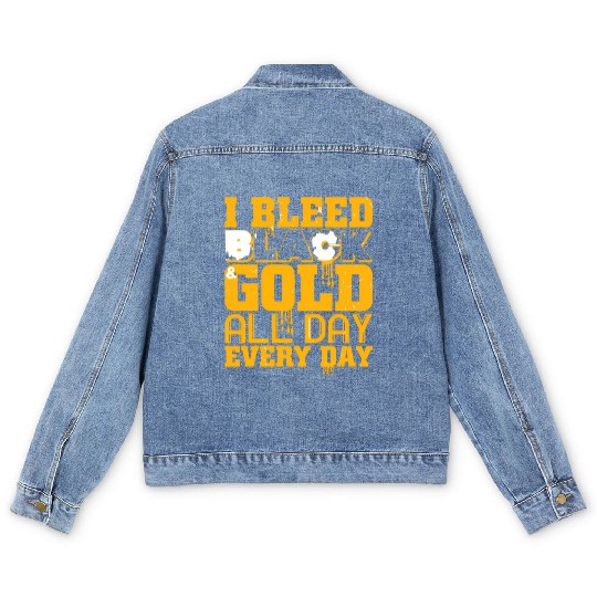 I Bleed Black And Gold Men's Denim Jackets