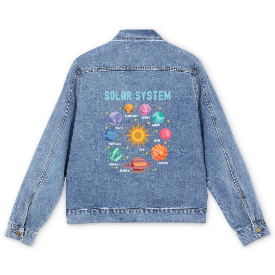 Solar System Planets Science Men's Denim Jackets