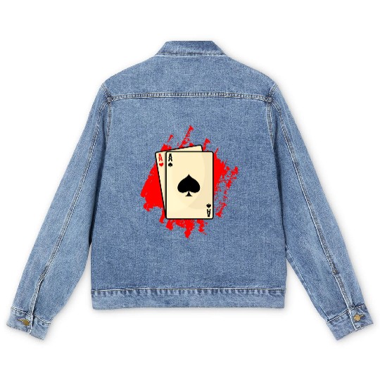 Poker Cards Pocket Rocket Poker Poker Player Men's Denim Jackets