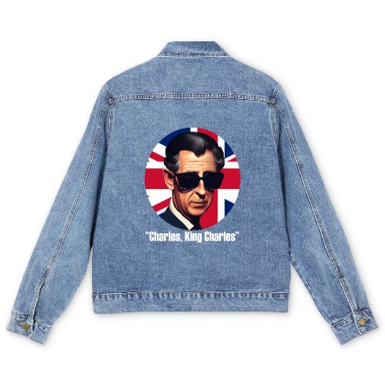 King Charles Iii Royal Coronation British Uk Men's Denim Jackets