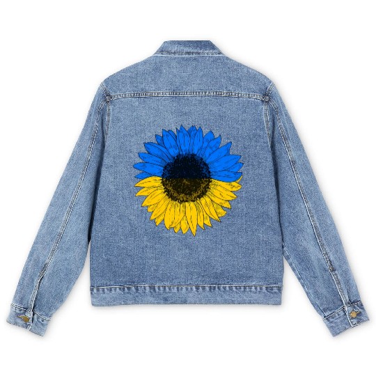 Ukraine Flag Sunflower Ukrainian Flag Men's Denim Jackets