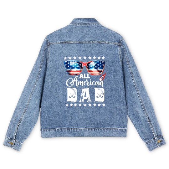 All American Golf Dad Father's Day 4th Of July Men's Denim Jackets