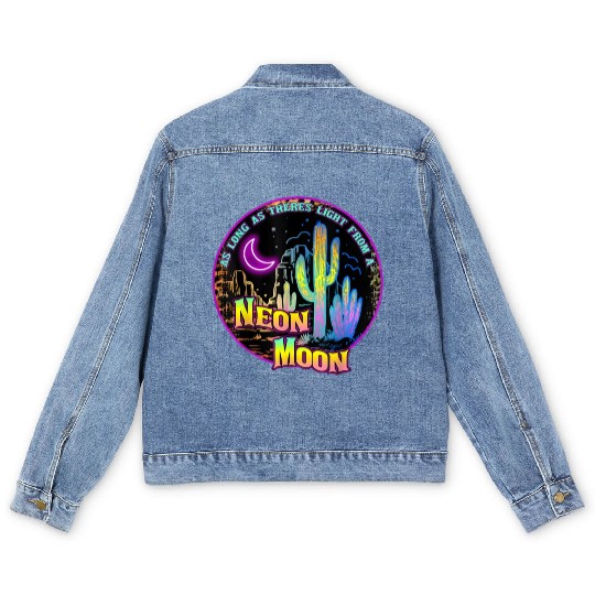 As Long As Theres Light From A Neon Moon Country Men's Denim Jackets