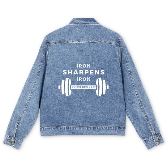 Iron Sharpens Iron (Proverbs 27:17) Men's Denim Jackets