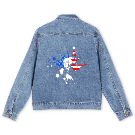 Merica George Washington Independence Day Men's Denim Jackets