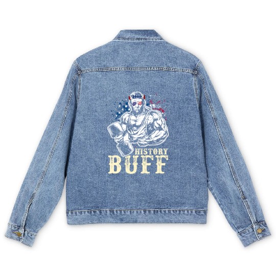 History Buff Independence Day Lincoln Patriot USA Men's Denim Jackets