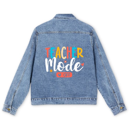 Teacher Mode Off Summer Last Day of School Funny Men's Denim Jackets