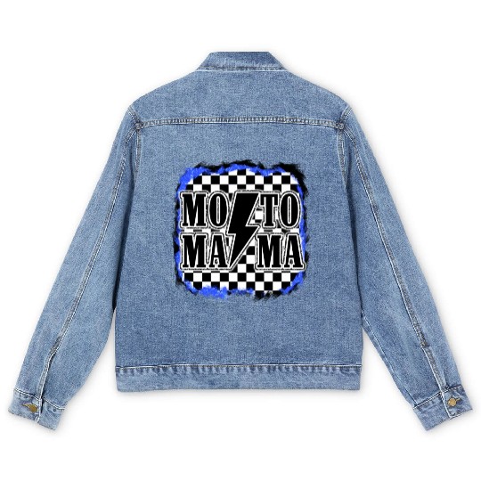 Moto Mama Motocross Racing Dirt Bike Mom Son Race Men's Denim Jackets