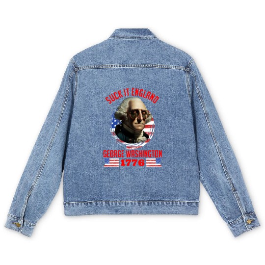George Washington 1776 Suck it England USA Men's Denim Jackets