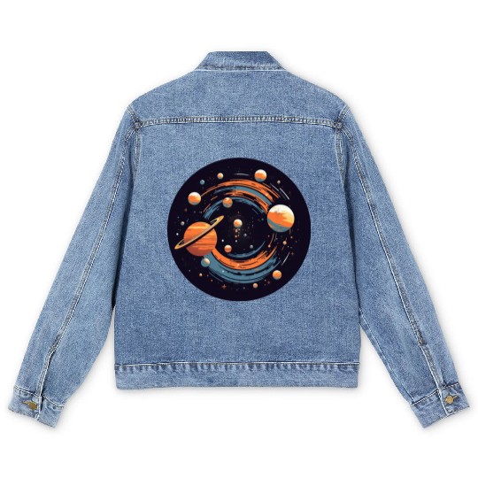 Universe Solar System Planets Men's Denim Jackets