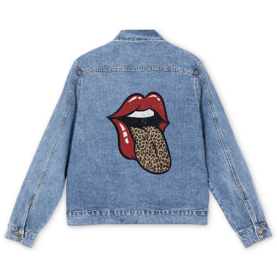 Leopard in Tongue Men's Denim Jackets