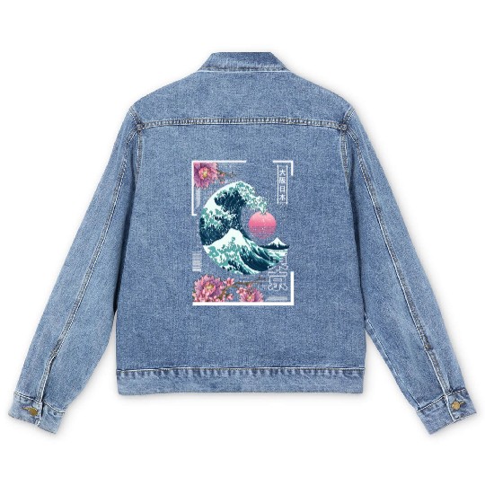 Vaporwave Synthwave 80'S Japan Japanese Great Men's Denim Jackets
