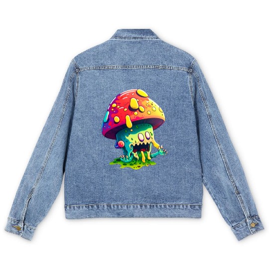 Psychedelic Dreamscape - Whimsical Mushroom Art Pr Men's Denim Jackets