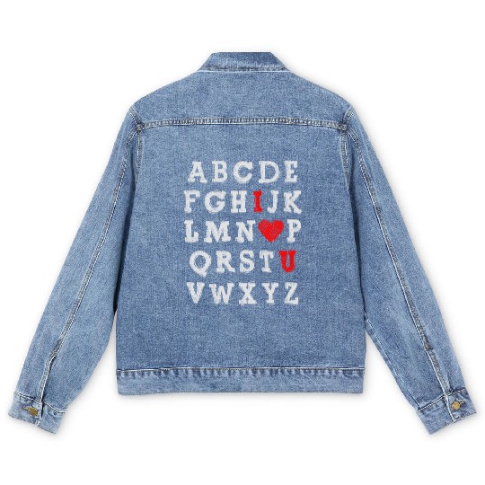 I Love You Abc Alphabet English Teacher Day Men's Denim Jackets