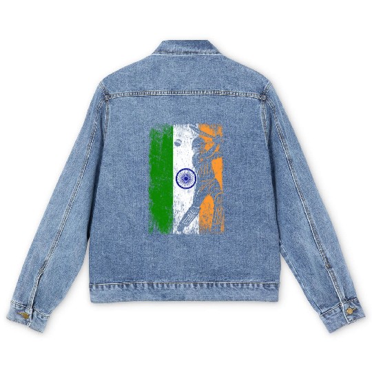 India Flag Indian Cricket Jersey Fan Player Coach Men's Denim Jackets
